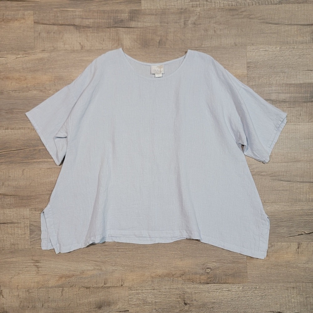 La Fixsun 100% Linen Size Medium Tunic Short Sleeve Oversized Lagenlook Long Top